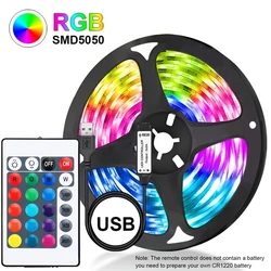 RGB 3M/5M/10M LED USB Strip Light z 24 klawiszami Pilot zdalnego sterowania 5050 Elastyczna listwa oświetleniowa do pokoju Salon Impreza Podświetlenie TV