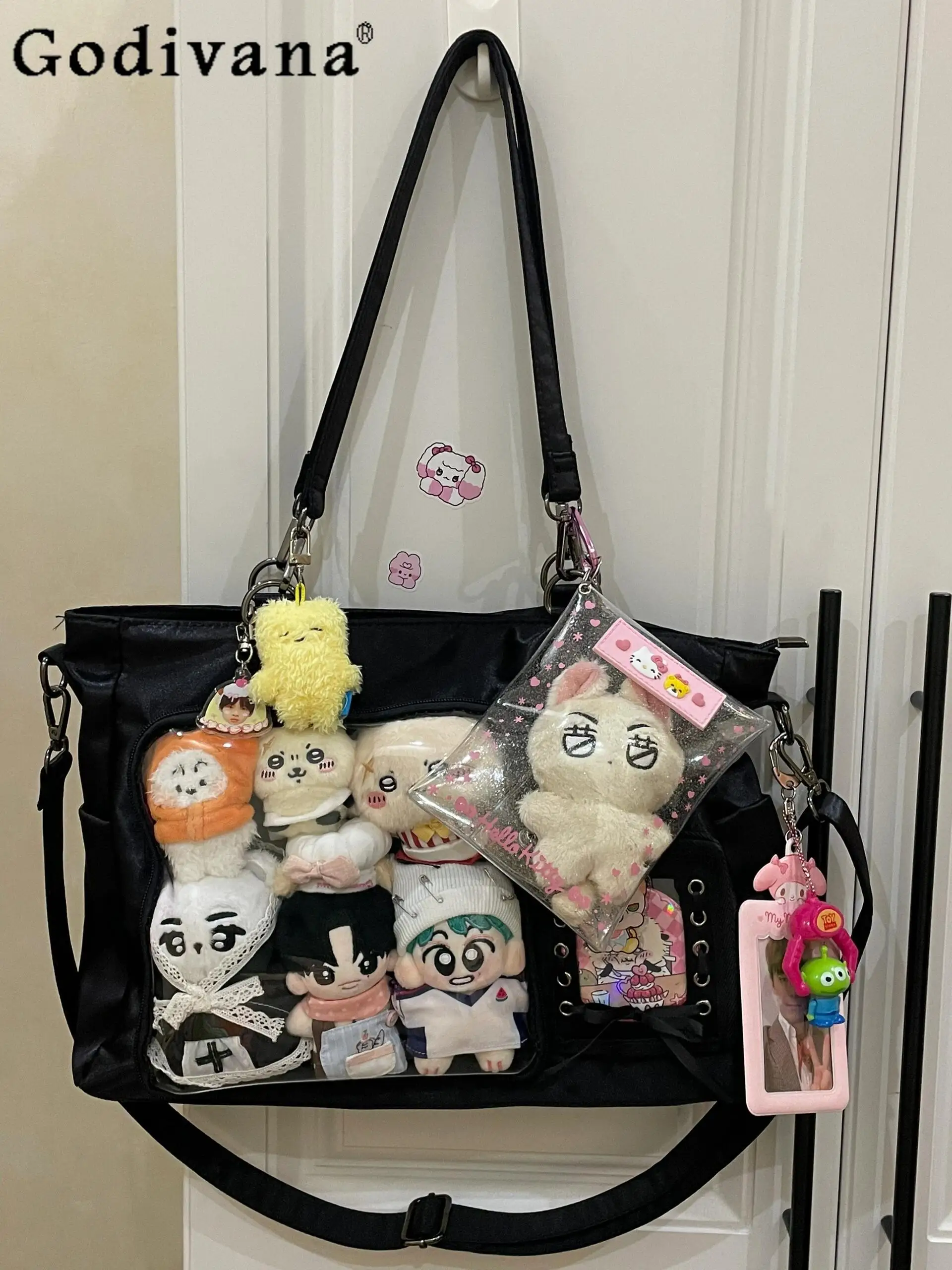 

2D Black Large Capacity JK Uniform Pain Bag Japanese Original Daily Commuting Versatile Shoulder Bag for Women