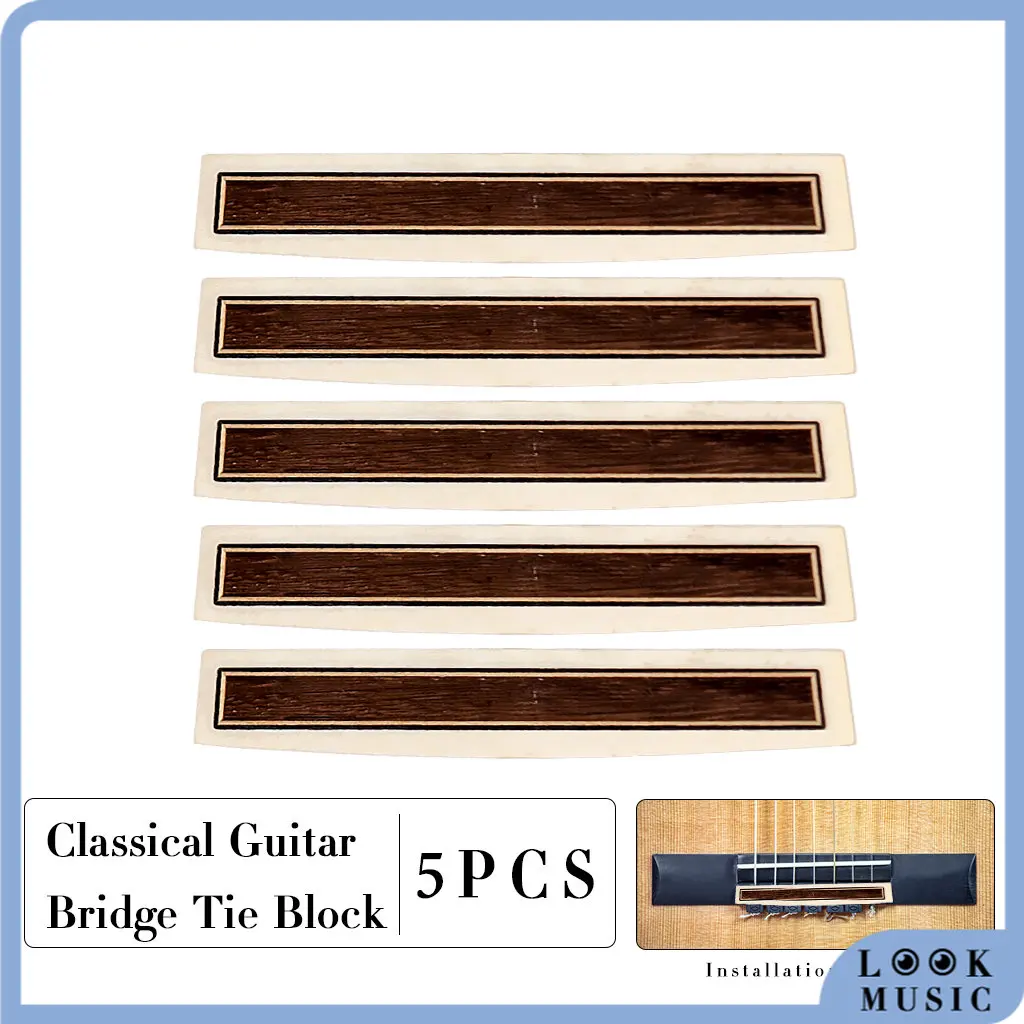 

LOOK Classical Bridge Block Tie Buffalo Bone Rosewood Guitar Bridge Inlay DIY Classical Flamenco Guitar Accessories 5pcs