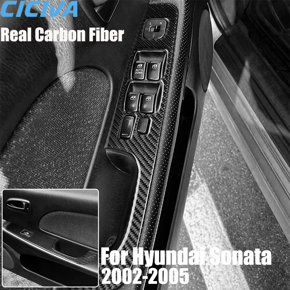 

Real Carbon Fiber Car Accessories Window Lifting Set Trim Cover Soft Sticker For Hyundai Sonata 5th Gen EF 2002 2003 2004 2005