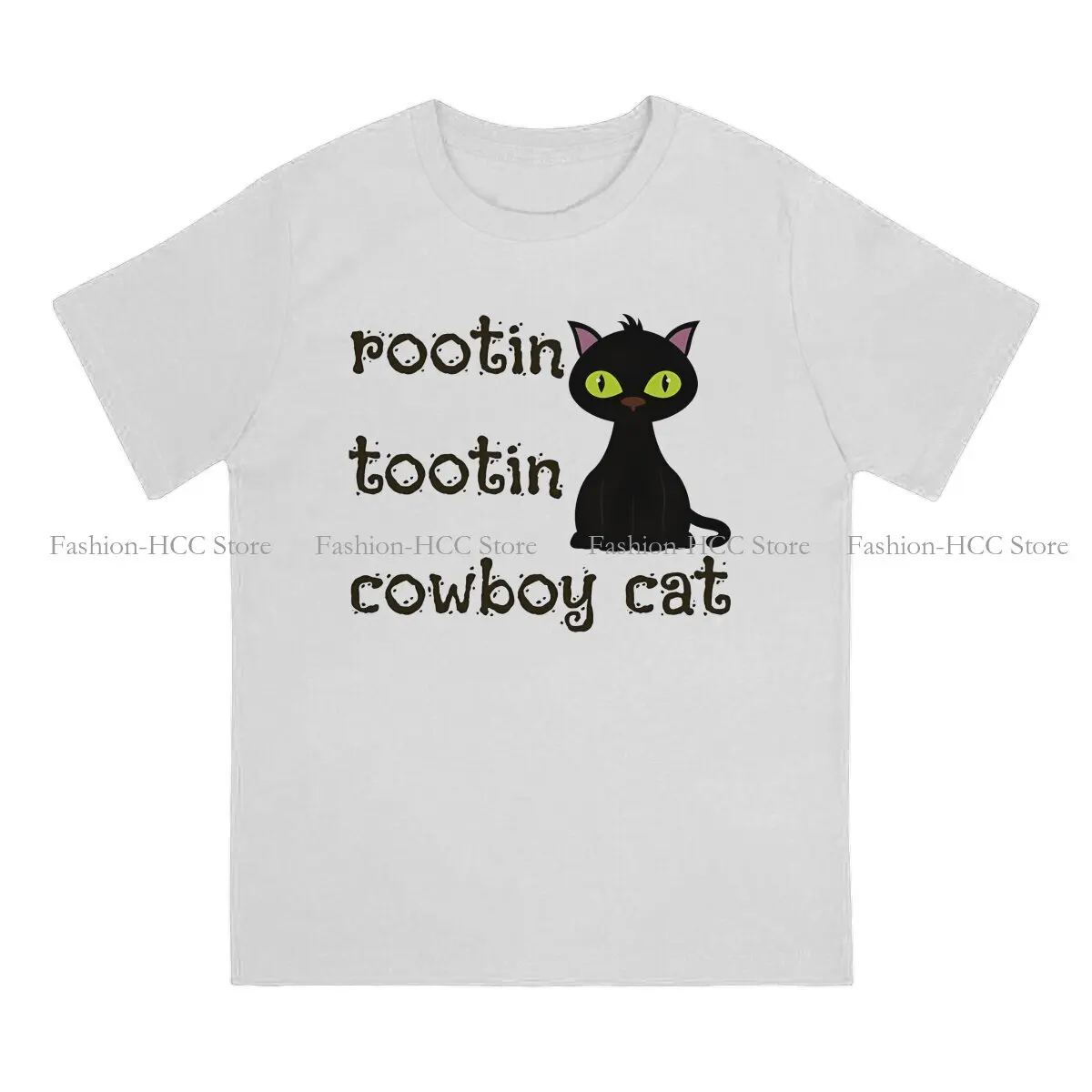 Rootin Tootin TShirt for Men Cute Black Cat Basic Leisure Tee T Shirt Novelty Trendy