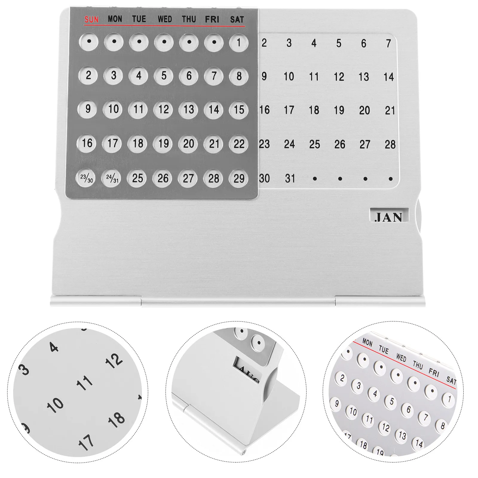 

Ultra Thin Metal Desktop Perpetual Calendar Stand Compact Date Display for Office Desk Decor Teacher Classroom Coffee Shop Home