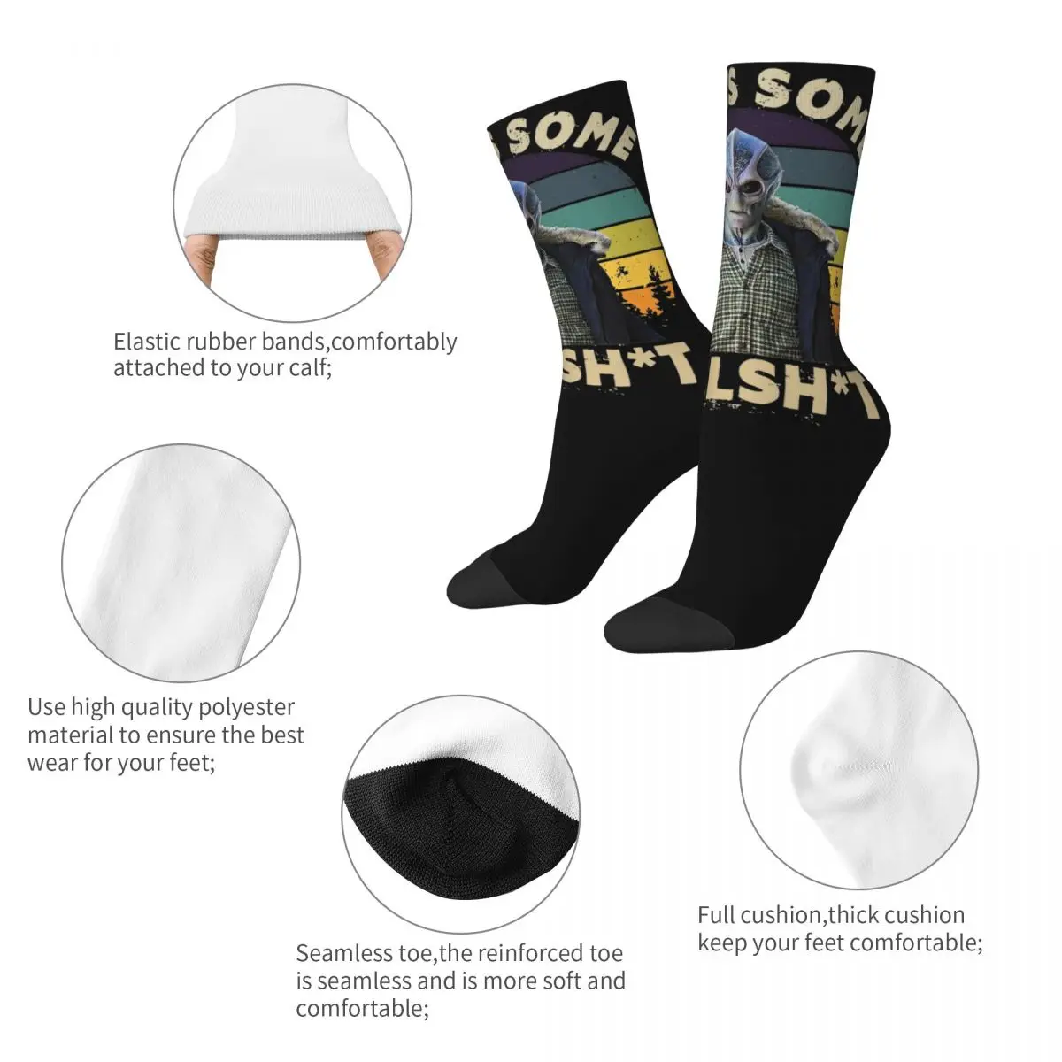 Female Male Funny Resident Alien Socks Cotton Fashion This Is Bullshit Socks Accessories Middle TubeCrew Socks Birthday Present