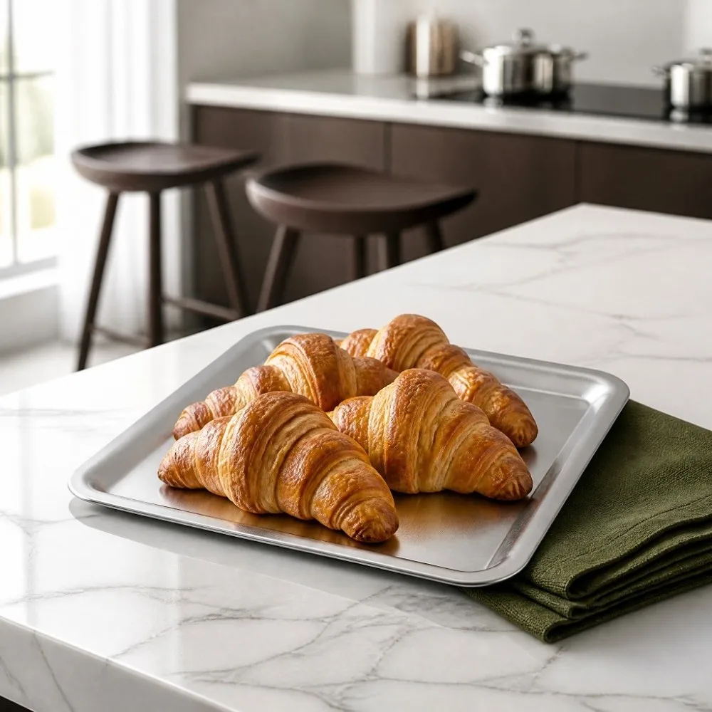 Stainless Steel Baking Sheet Square Good Load Bearing Bread Tray 9 Ins Easy Clean Serving Platter Celebrations Banquets