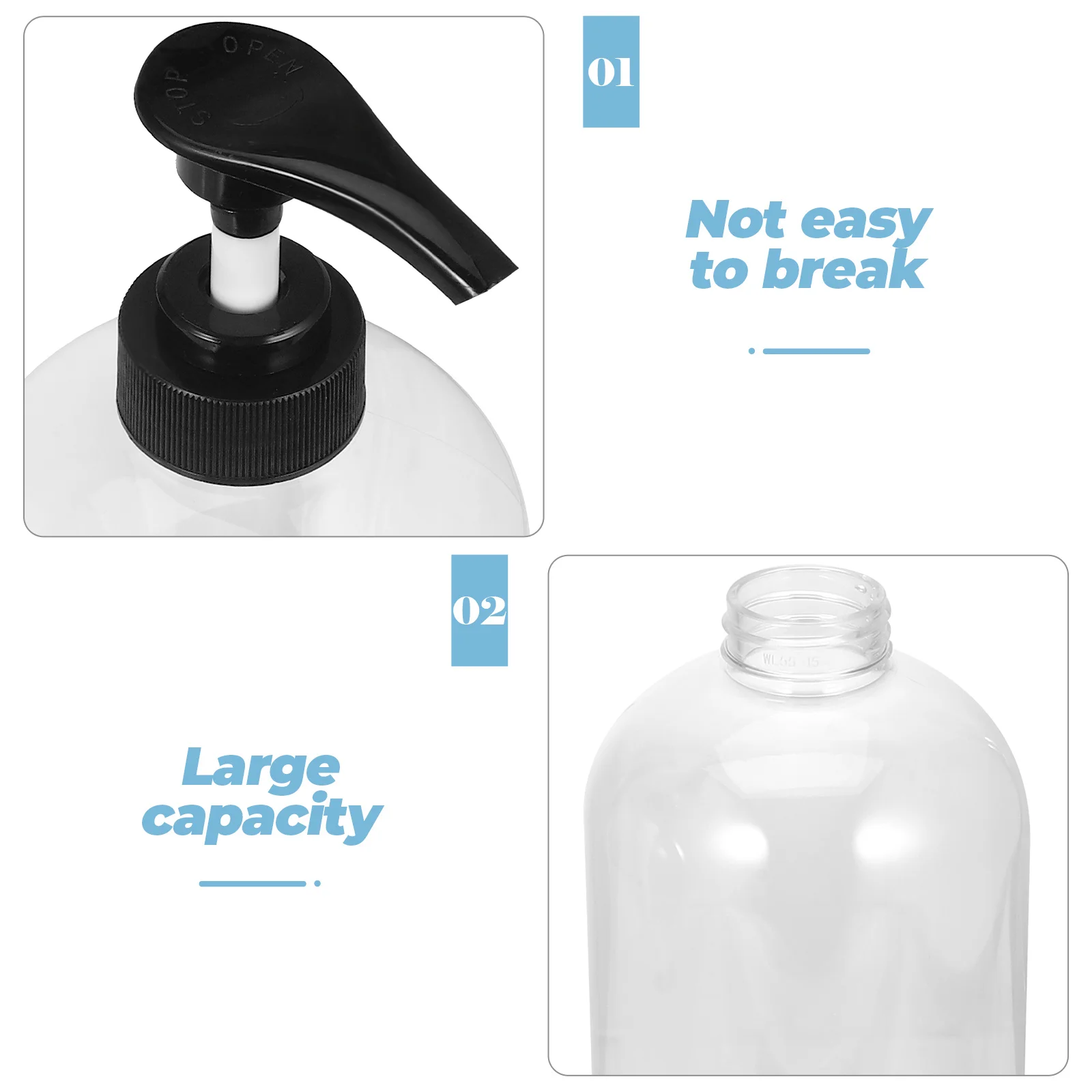 2 Pcs Soap Dispenser Shampoo Bottle Clear Lotion and Conditioner Bottles Press Pump Dad