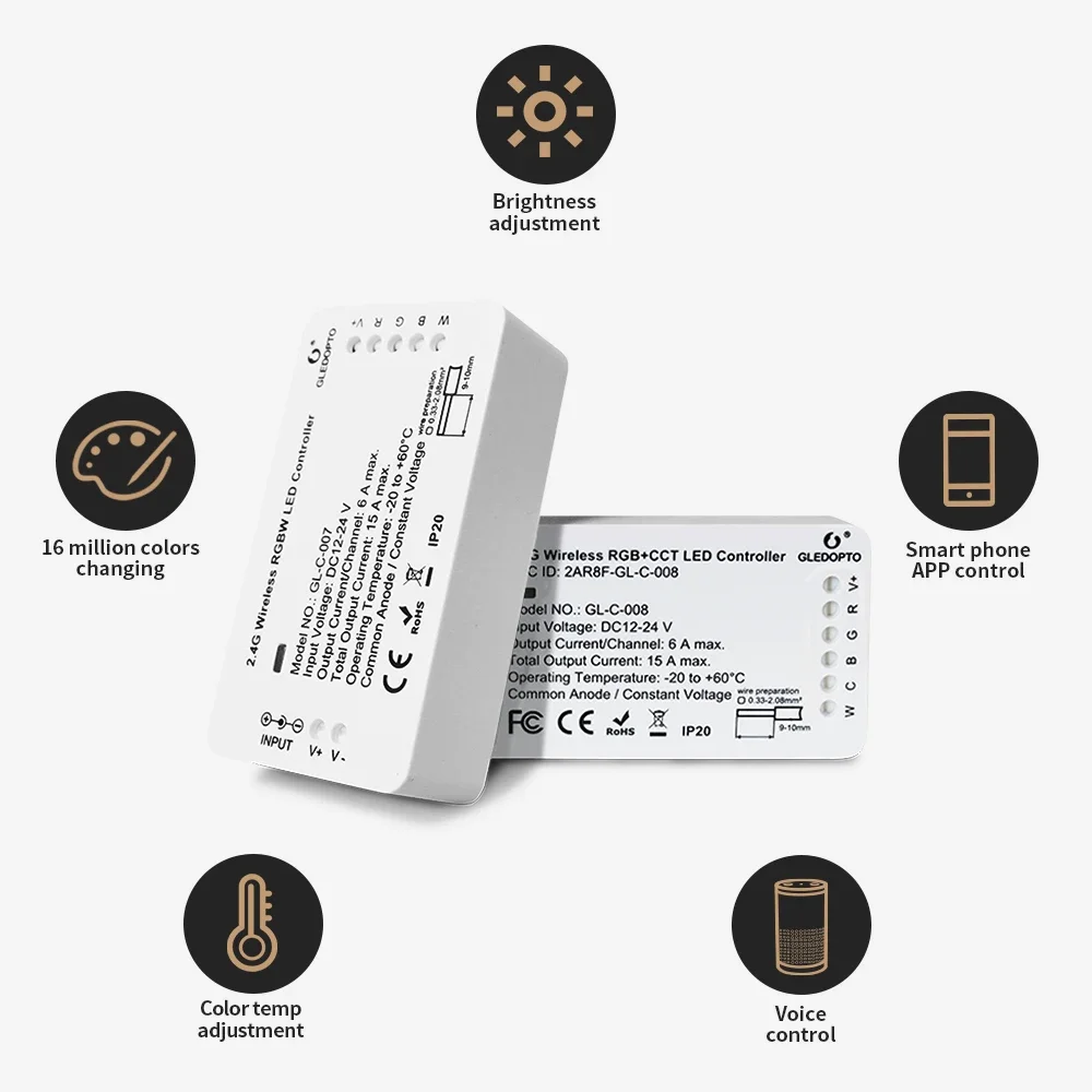 Domowy inteligentny kontroler Zigbee kompatybilny z Echo Plus Smartthings sterowany głosem RGB + CCT kolor DC12-24V praca z koncentratorem Zigbee