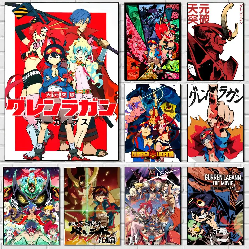 Tengen Toppa Gurren-Lagann Poster HD Art Sticky Wall Waterproof Home Bedroom Bar Aesthetic Decoration Perfect Room Decor