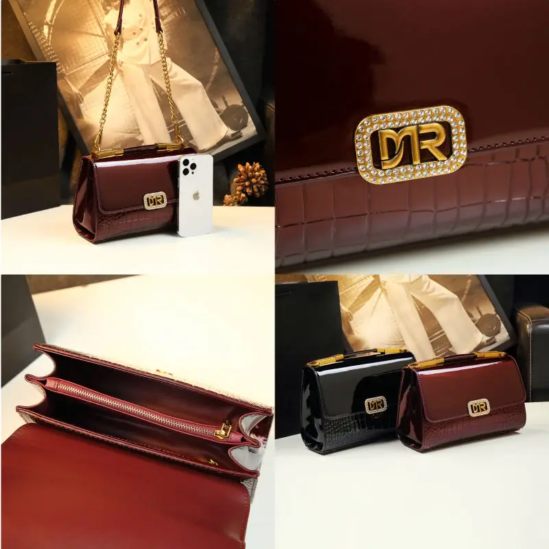 Neue Achseltasche Pendler-Damentasche aus Leder mit glänzendem Gesicht, Schulterhandtaschen für Frauen, P® Sverdansen