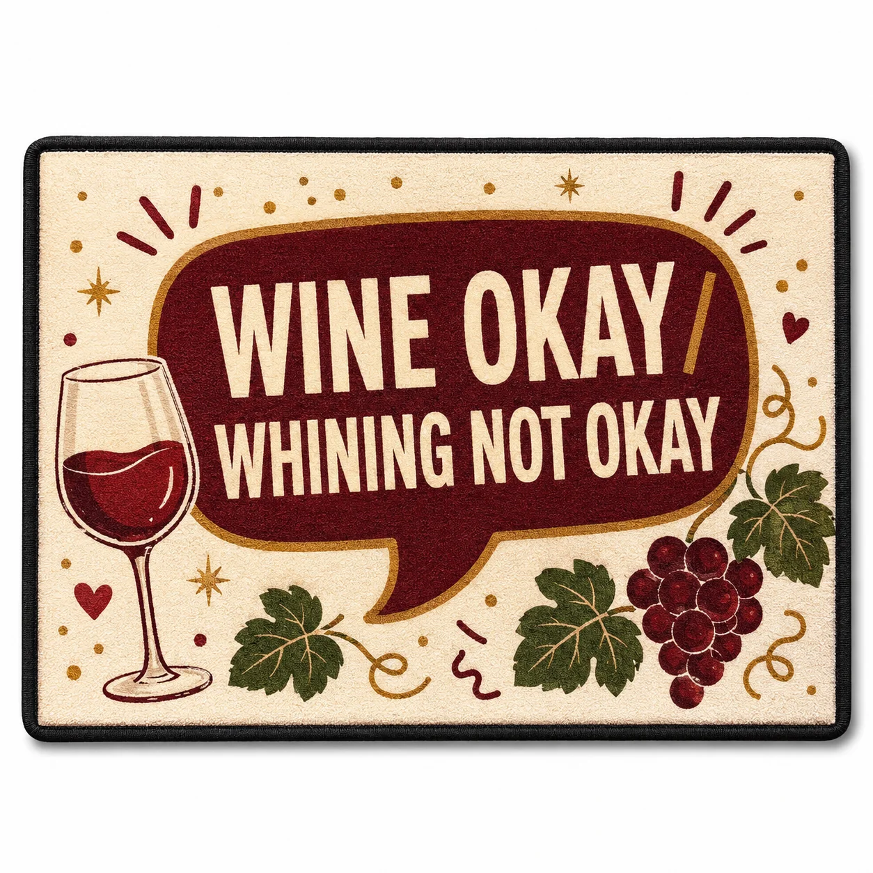 Funny Custom Welcome Doormat Wine Okay Whining Not Okay Indoor Entrance Rug for Kitchen Bar Dining Room Decor Anti-slip Doormat