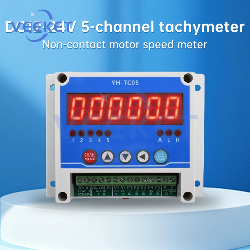 DC 12-24V 5-channel Speed Meter 6 Digit LED Counters Tachometer NPN Hall Switch Proximity Switch Sensor Speed Measure Meter