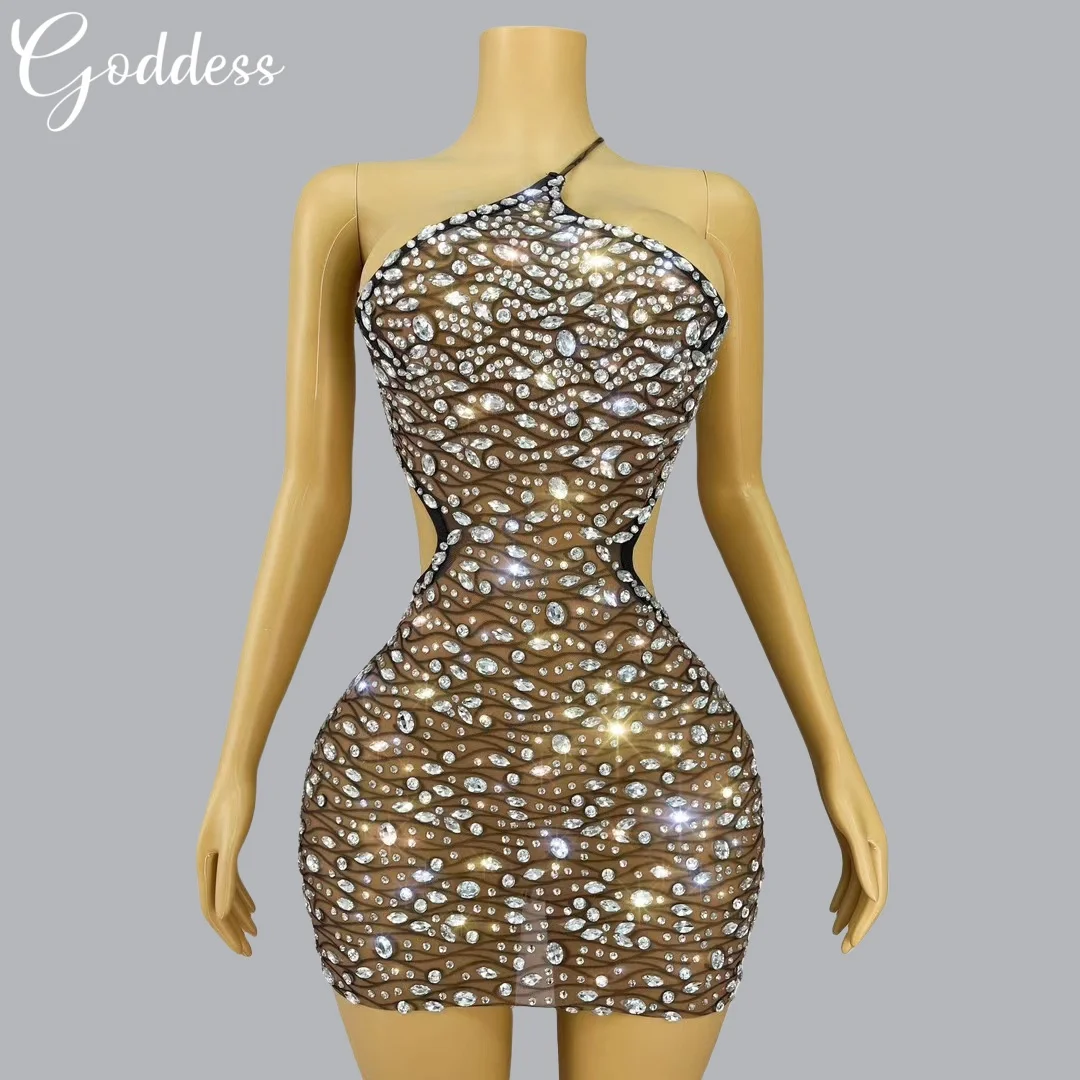 

Sexy Backless Strap Dress Birthday Celebrate Party Chic Leopard Print Dress Club Sparkly Crystals Bodycon Wrap Dress for Women