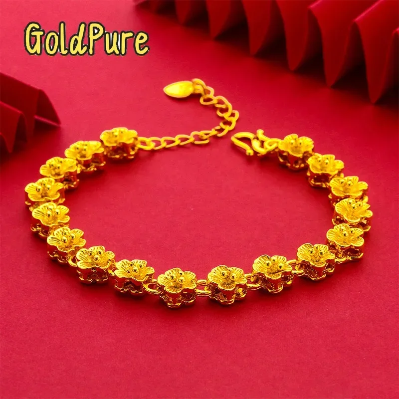 

Goldpure Luxury 24K 9999 Pure Gold real gold Plum Blossom Bracelet Light Luxury High-end All-match Ladies Bracelet