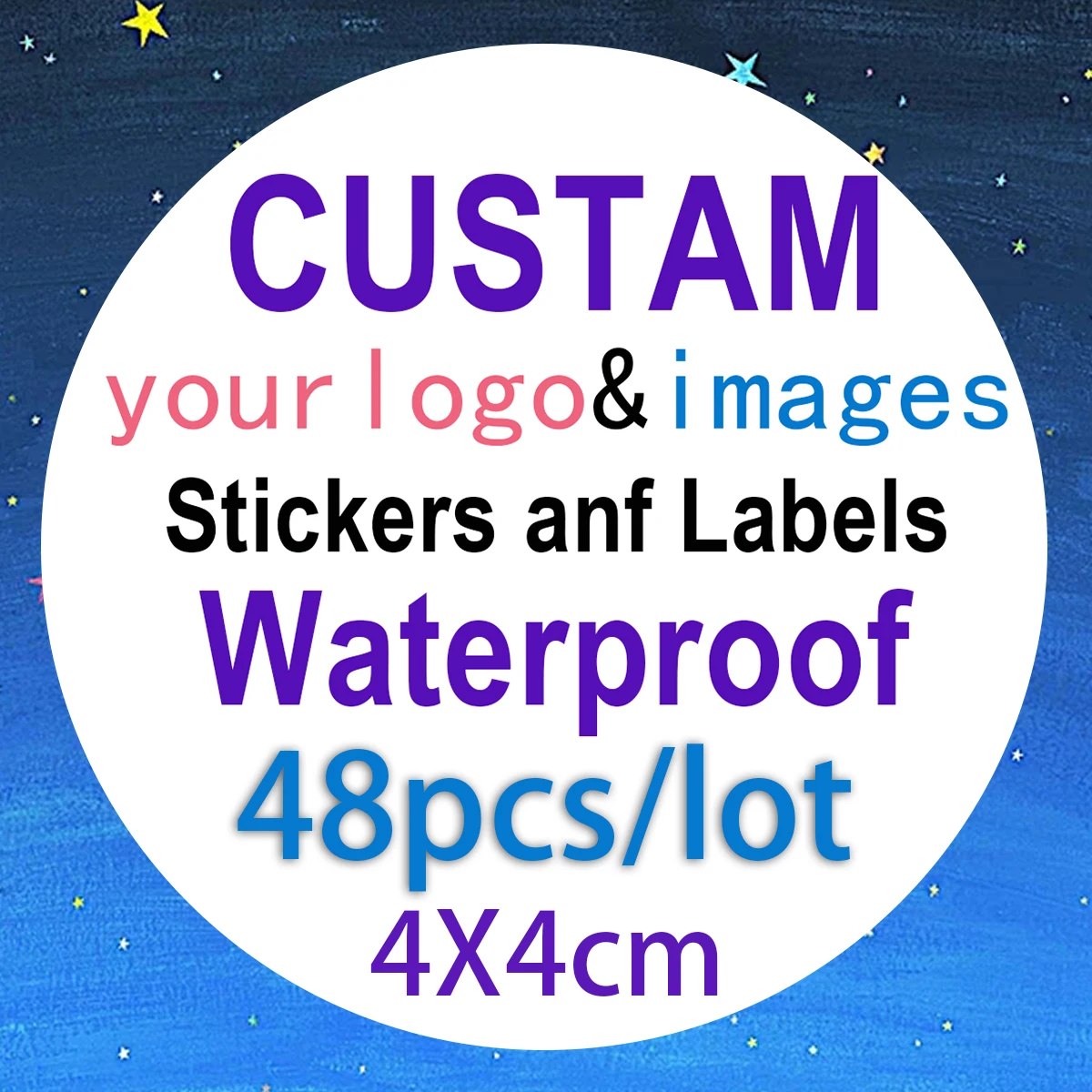 

4cm-48pcs Custom stickers and company logo personalized labels, waterproof and design your own labels, birthday wedding stickers