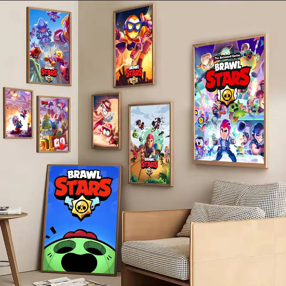 Funny B-Brawl Games S-Stars Anime Whitepaper Poster Waterproof Paper Sticker Coffee House Bar Aesthetic Art Wall Painting