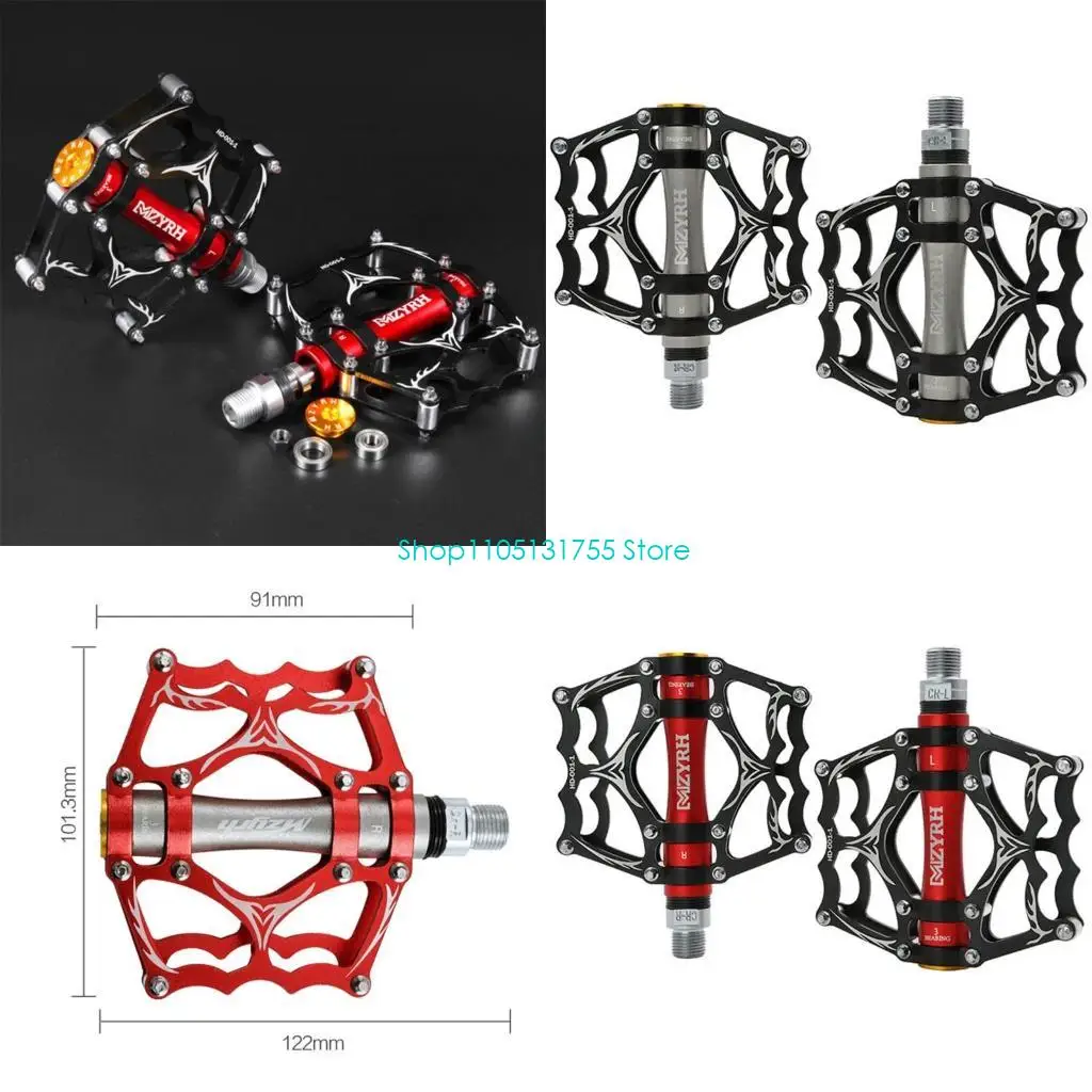 

K0EF 1Pair Road Bike Non-slip Flat Pedals Aluminum Alloy 3 Sealed Bearings Pedals