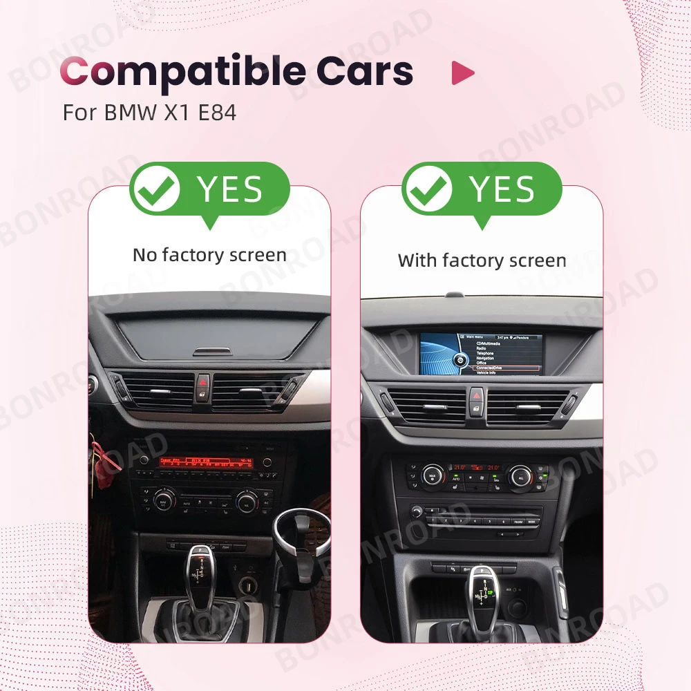 Reproductor Multimedia inalámbrico BONROAD CarPlay Android para coche, Radio para coche para BMW X1 E84, pantalla táctil inteligente con navegación GPS Bluetooth