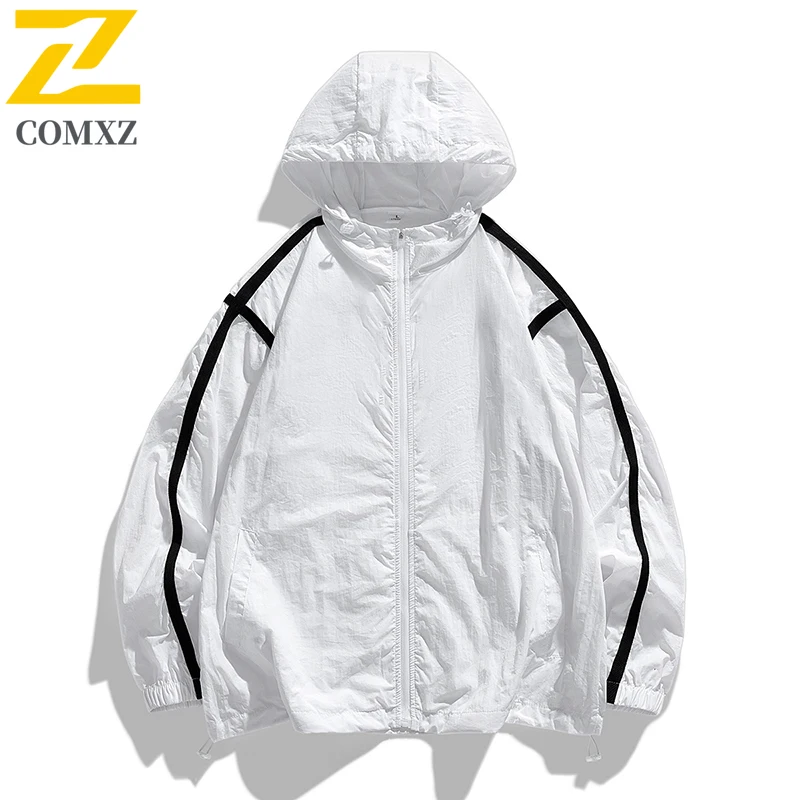 Outdoor Jacket Men's Summer Thin Ice Silk Comfortable Breathable Hooded Coat Women Japanese Camping UV UPF50+ Skin Windbreaker