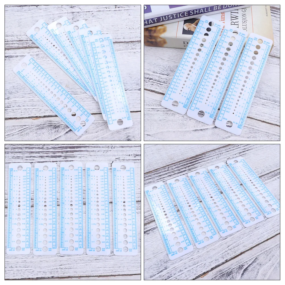 15 Pcs Knitting Ruler Professional Needle Gauge Wear Resistant Portable Small Tools Plastic Measuring Accessories Household