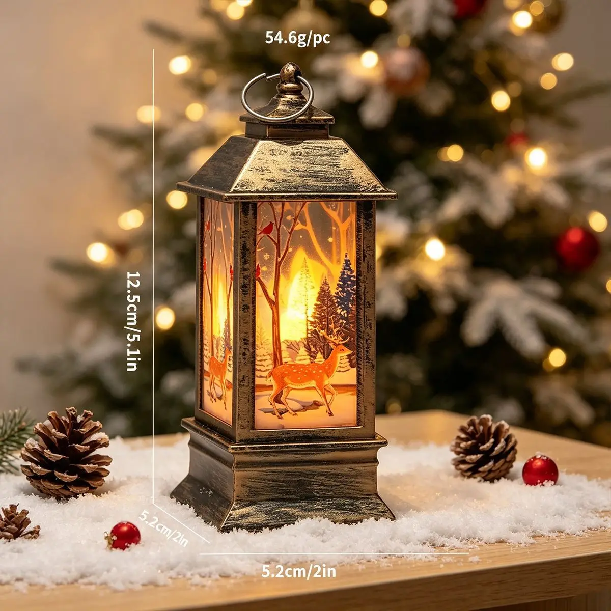 Candle Night Light Colorful Christmas Lantern Snowman Hanging Lamp Battery-Operated Ornaments For Xmas Tree Ornament Christmas