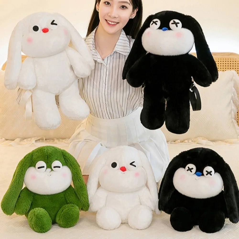 Cute Soft Rabbit Plush Backpack Cartoon Casual Rabbit Plush Toy Large Capacity Creative Cartoon Animal Backpack Girl