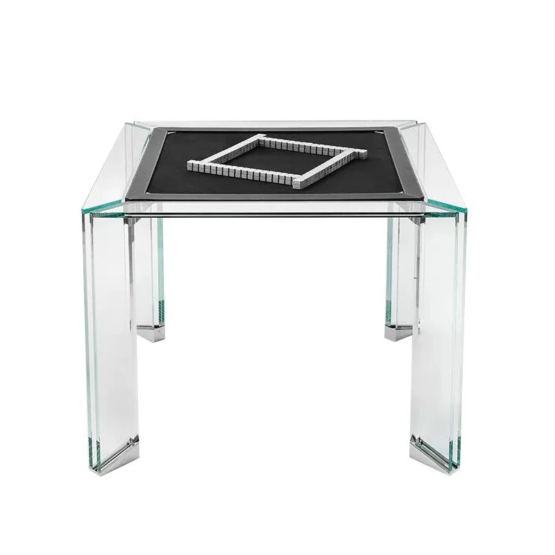 

Minimalist crystal glass mahjong table