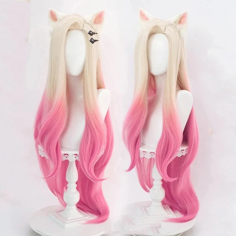 Peruka do Cosplayu Ahri z gry LOL, seksowna czarna skórzana spódniczka KDA All Out Ahri Cosplay, damskie dziewczęce uniformy na Halloween, włosy