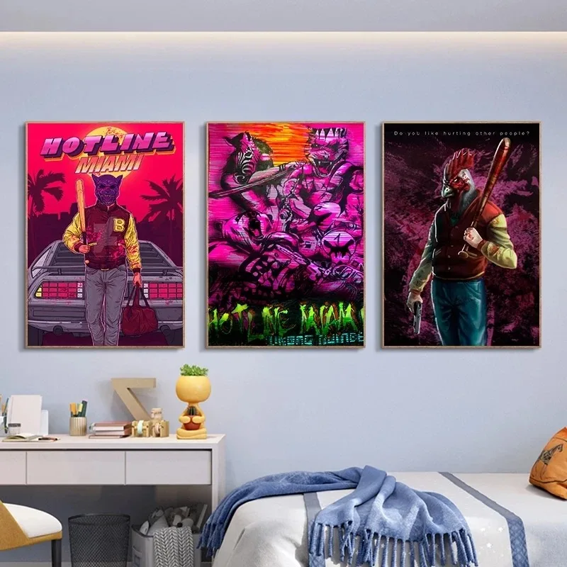 Hotline Miami Poster Hot Classic Adventure Game Posters and Prints Canvas Painting Wall Art Picture Decoration Home Decor Studio