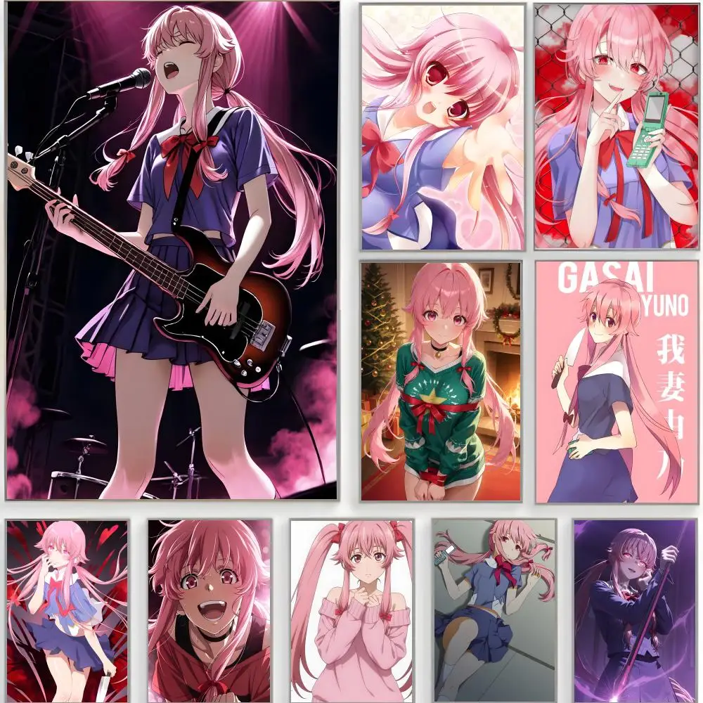 psychological anime Future Diary Poster Classic Wall Art  Home Decor  Peel and Stick Unframed