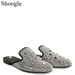 Half Shoes For Men Casual Shoes Silver Diamond Water Drill Nail Men's Shoes Rivet Casual Flat Shoes