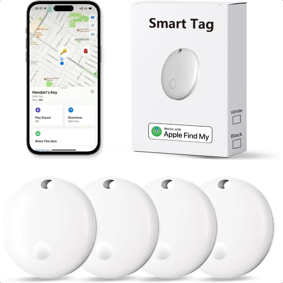 

Air Tags Tracker Item Finder Work with Apple Find My iOS Only Tracking Device Locator Smart Tag for Lage Keys Wallet Bike Pets