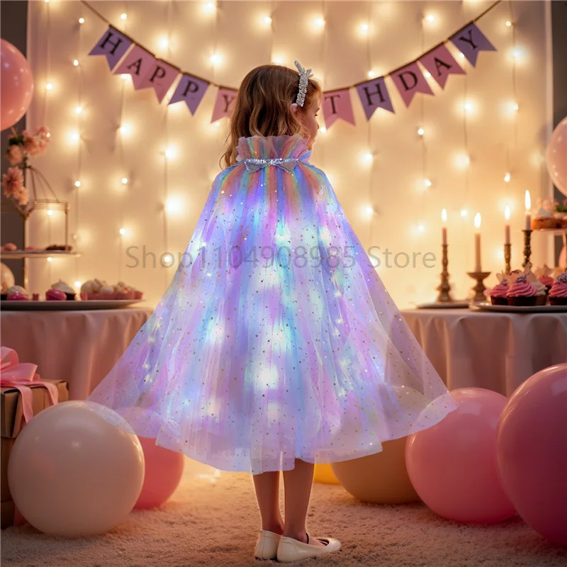 

LED Light Up Cape Costume Children Girls Princess Glow Cloak Cosplay Costumes Dance Party Performance Dress Up Clothing