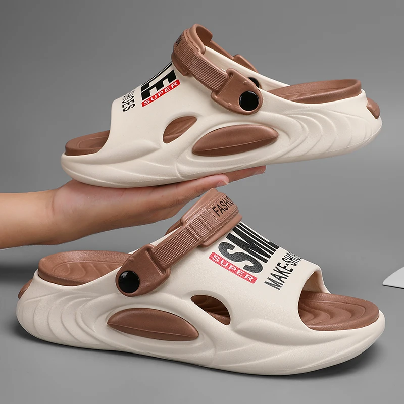 

Men's Outdoor Summer Casual Slippers, Eva Material, Non-Slip Soles, Home Gym Beach Garden Walking Party Shoes, Flats Shoes Style