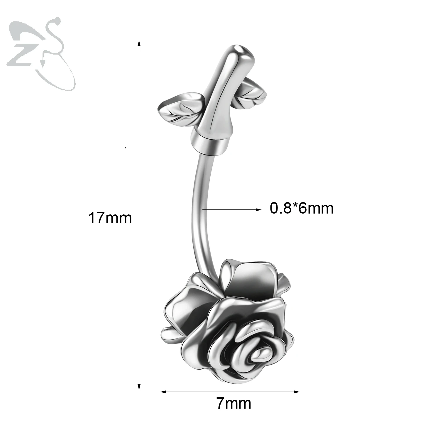 ZS 1PC 20G Skull Rose Heart Eyebrow Ring Internally Threaded Eyebrow Piercings Stainless Steel Rook Piercing Tragus Piercings