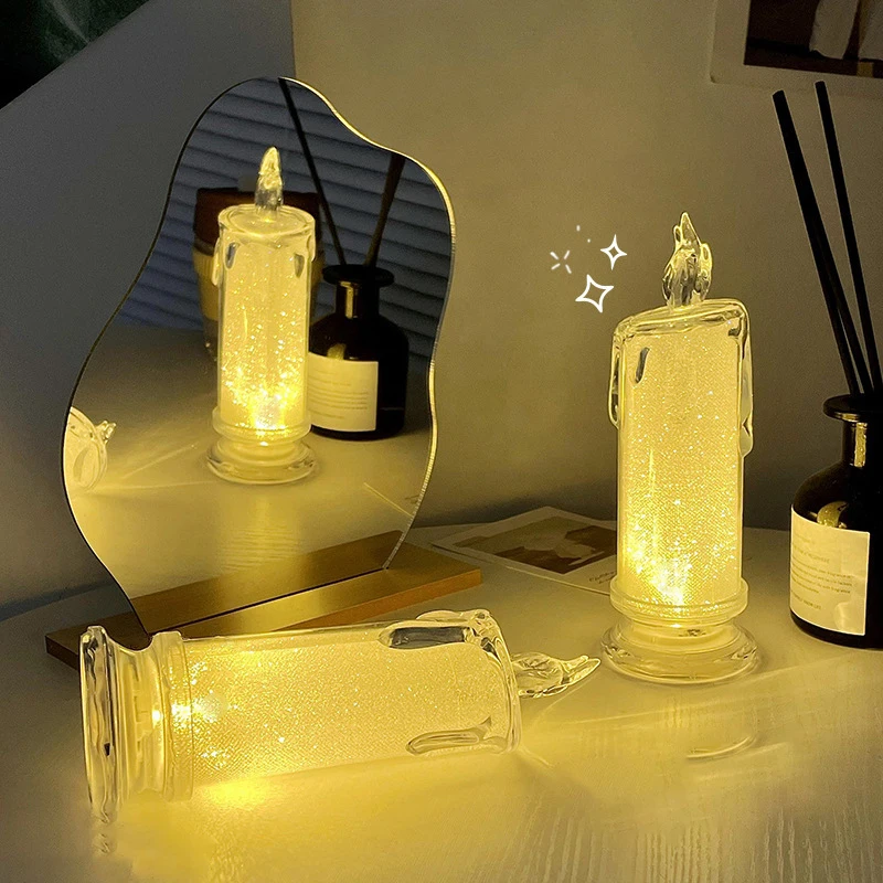 Artificial Candle Table Lamp Mood Light Halloween LED Candle Light Bedroom Desktop Decoration Ambient Lighting Outdoor Ornaments