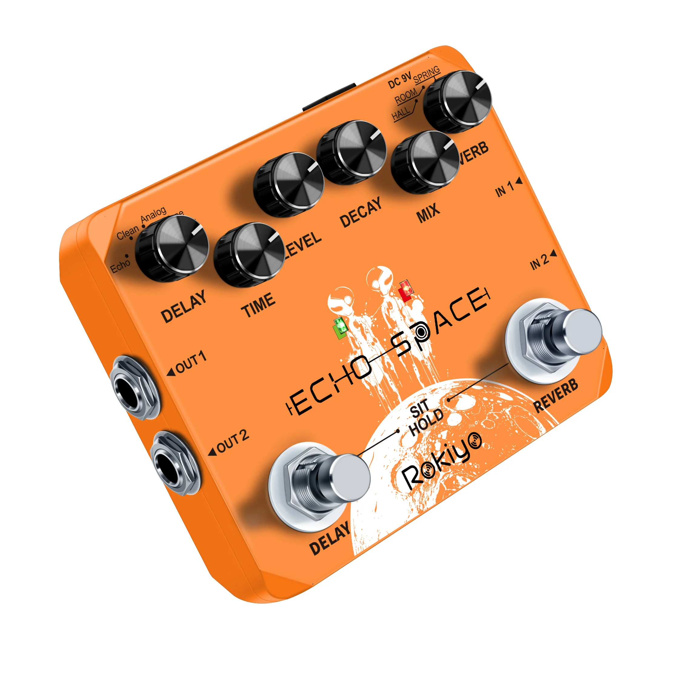 Rokiyo Stompbox Echo-Space Guitar Pedal Digital Delay & Plate Reverb 2 in 1 Multi‑Mode Synthesizer Effects For Guitar Bass - view 6