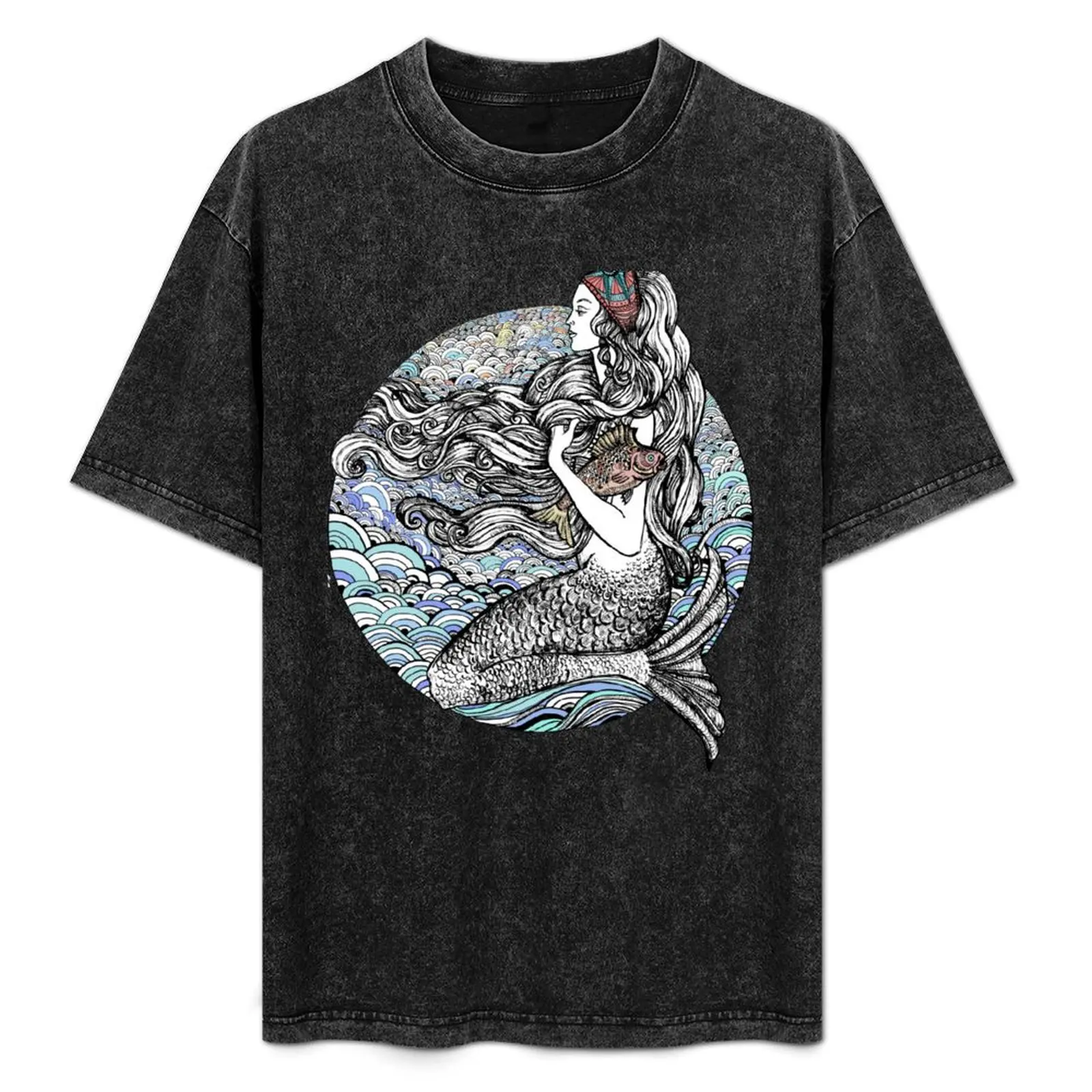 

Mermaid drawing. T-Shirt vintage graphic tee kawaii clothes cute clothes heavyweights t shirts men