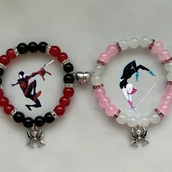 Miles Morales and Gwen Stacy Matching Bracelet With Heart Magnet