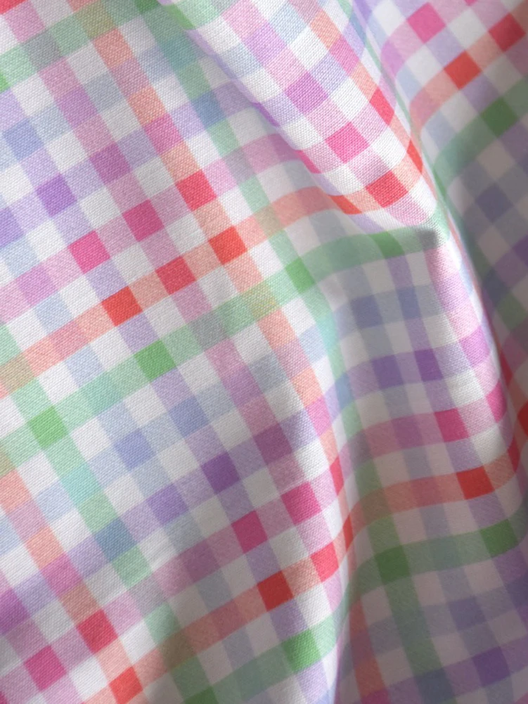 Plaid Colorful Fabric Cotton Digital Printing,Sewing Handmade DIY Baby Clothes Dresses by Half Meter