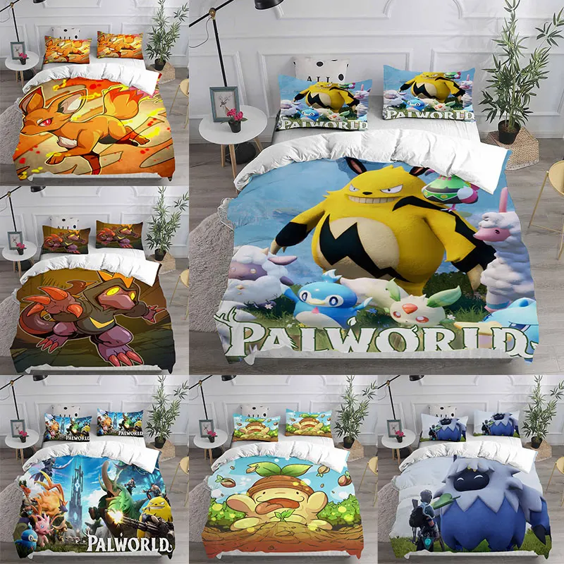 Palworld Bedding Sets Comforter Quilt Bed Cover Duvet Cover Pillow Case 2-3 Pieces Sets Kids Adult Size