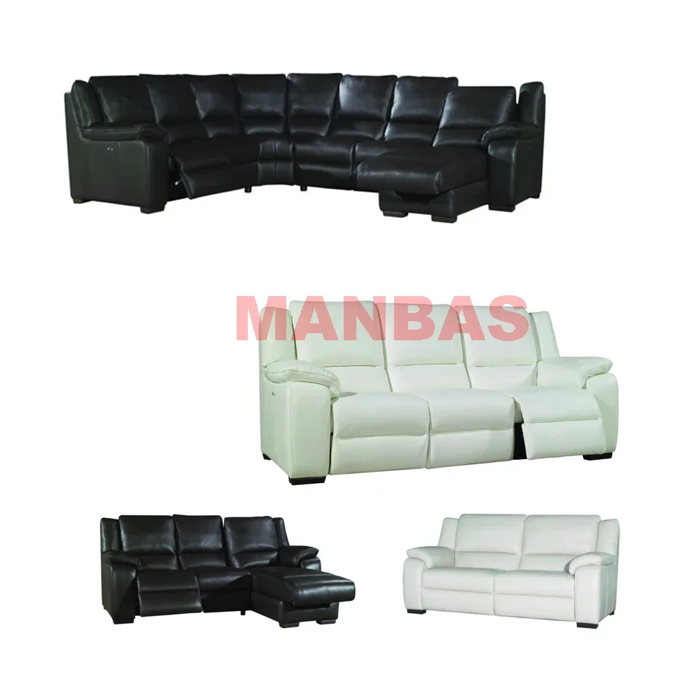 top grade genuine cow leather sofa cama manual electric recliner L or U shape Living room sofas set nordic Functional couch