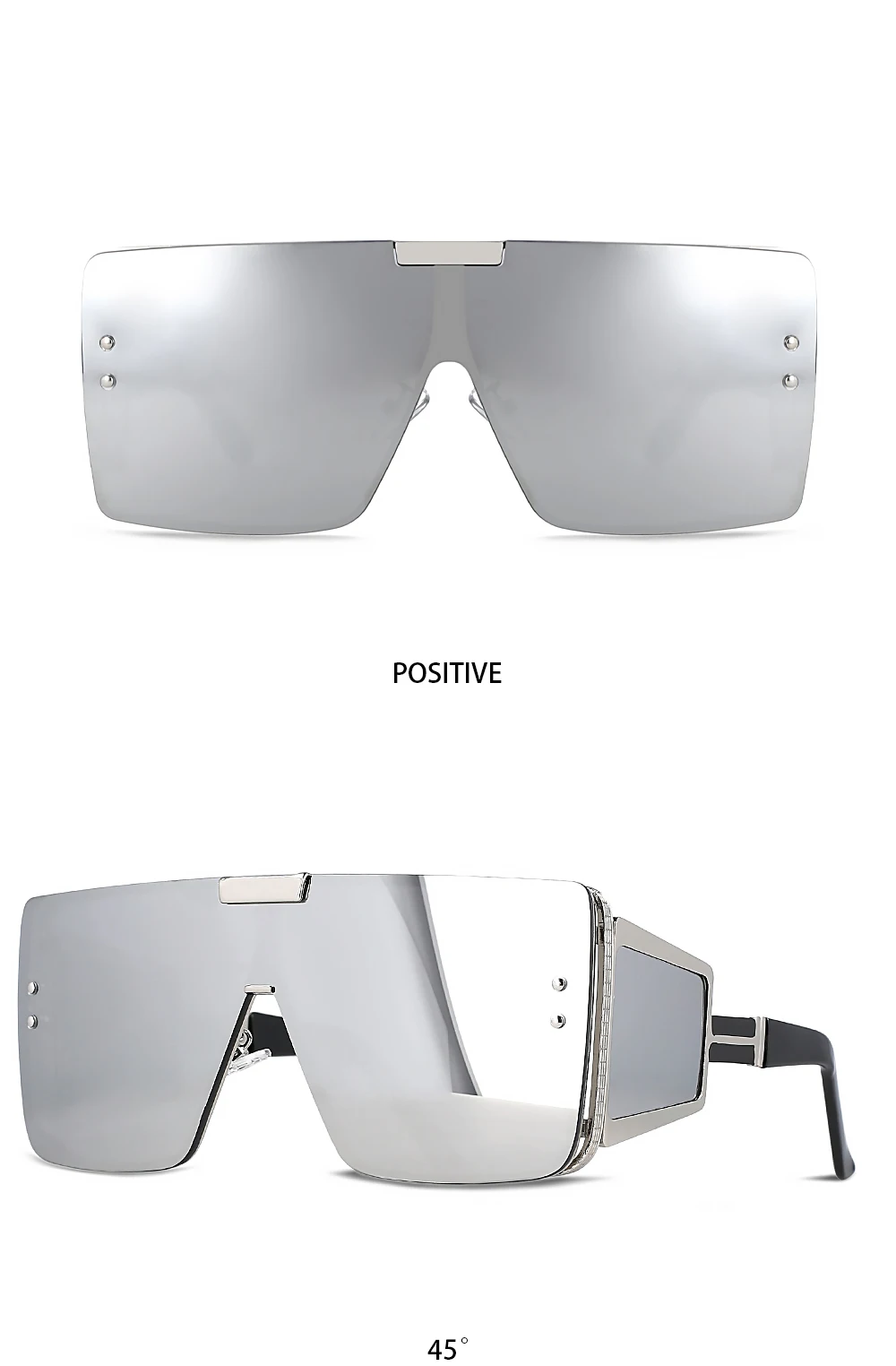 46588 Vintage Luxus Marke Sonnenbrille Frauen Großen Rahmen Männer Mode Eine Linse Quadratische Shades Uv400 Gläser – Detail 8