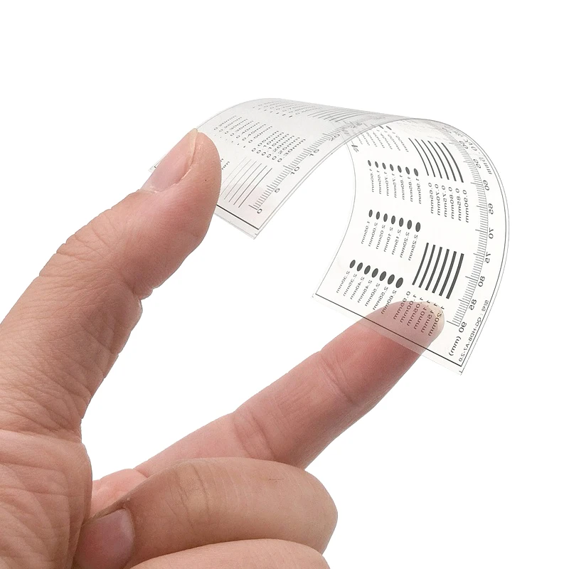 Transparant uiterlijk Standaard kaartmeter Puntmeter Filmvlekvergelijkingskaart Vlek Crack Contrast PET-liniaal Schalen Dot Line