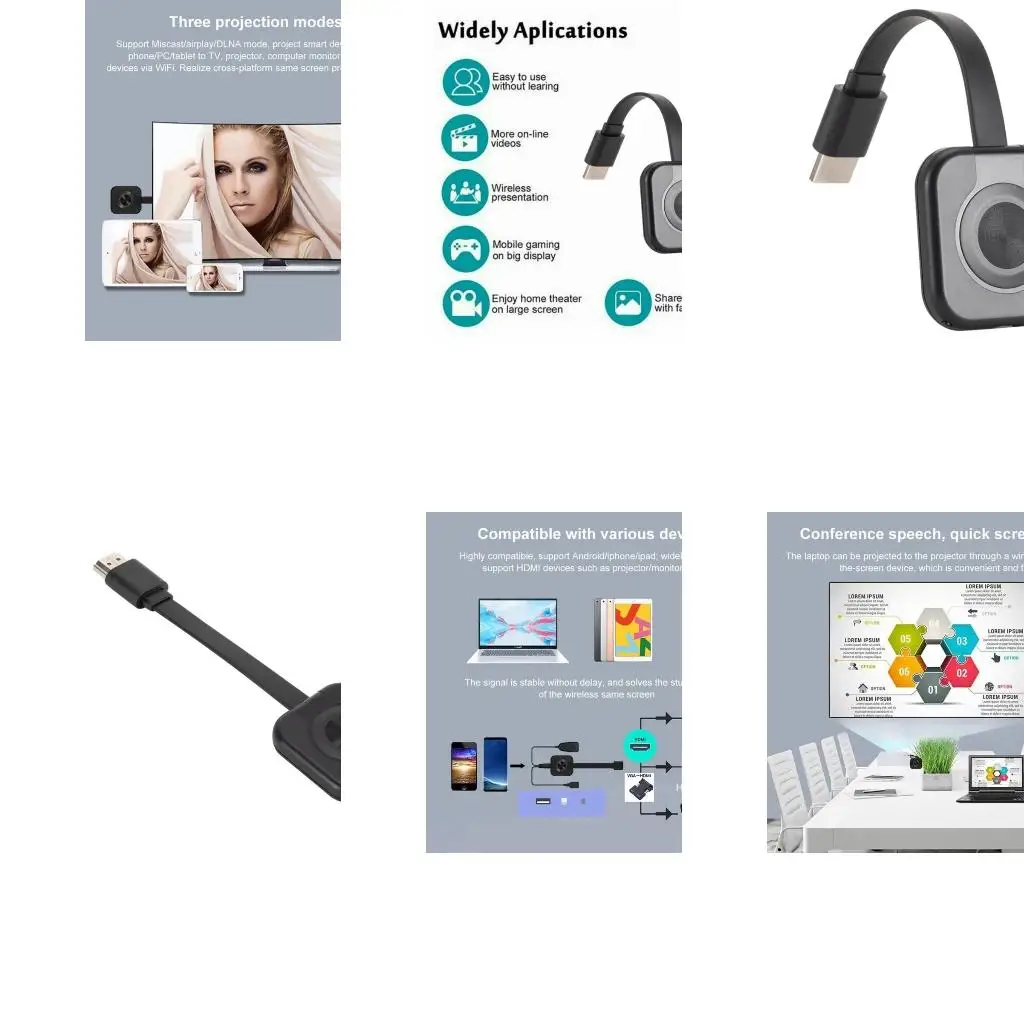 

Беспроводное потоковое ТВ-устройство. ТВ-адаптер для экранной трансляции. Легкий вес. Наслаждайтесь фильмами, играйте и на