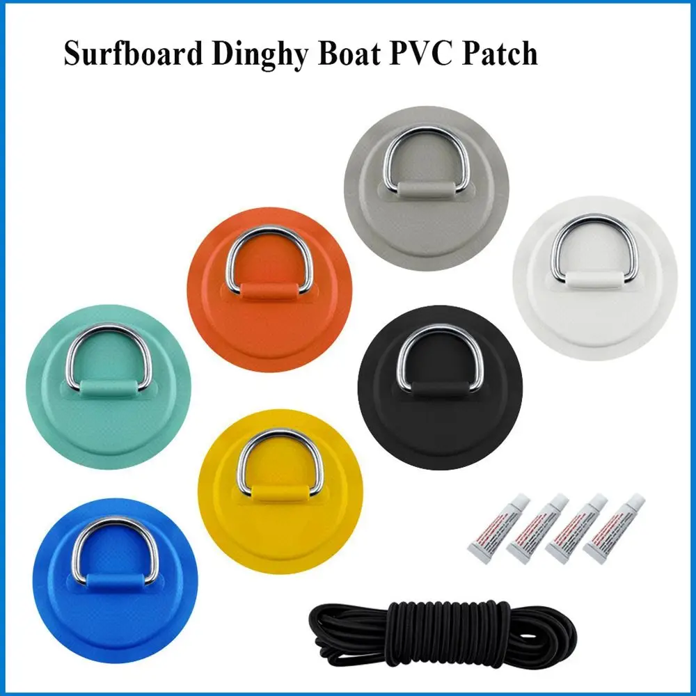 1/4Pcs Surfboard Dinghy Boat Stainless Steel Round Ring Pad Deck Rigging Sup Elastic Bungee Rope D Ring PVC Patch