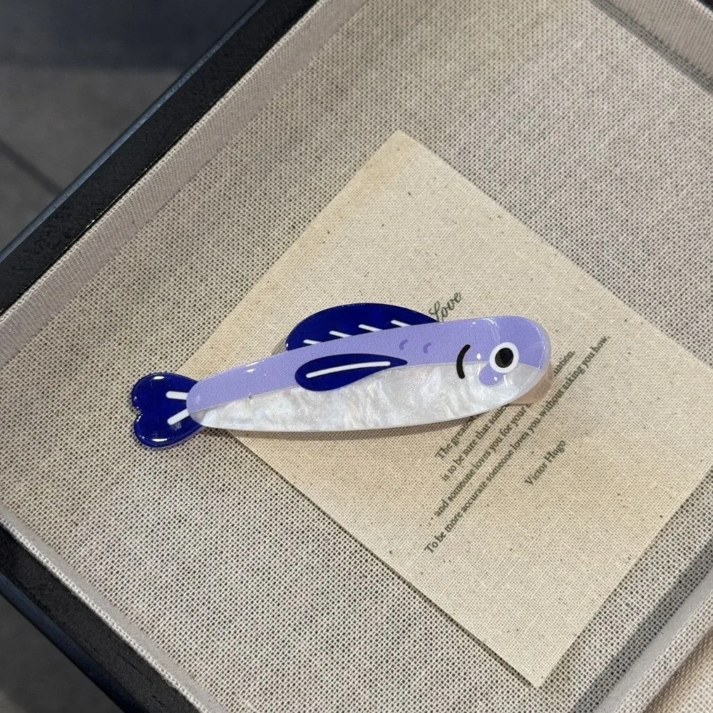 

New Cute Cartoon Sardines Hair Clip Funny Fish Shape Acetate Material Non Slip Hair Clip Flyaway Hair Clip Casual Wear