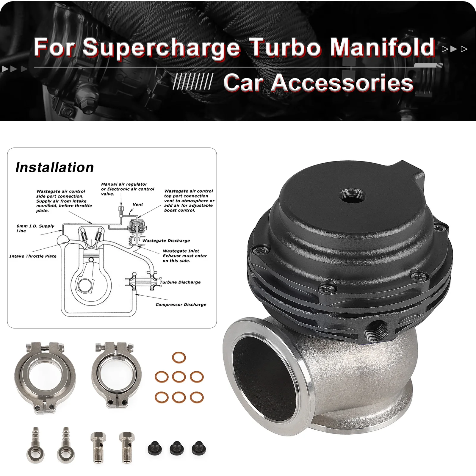 New Car 38mm External Wastegate V-Band Flanged Turbo Waste Gate For Supercharge Turbo Manifold Universal Dump Pipe Valve