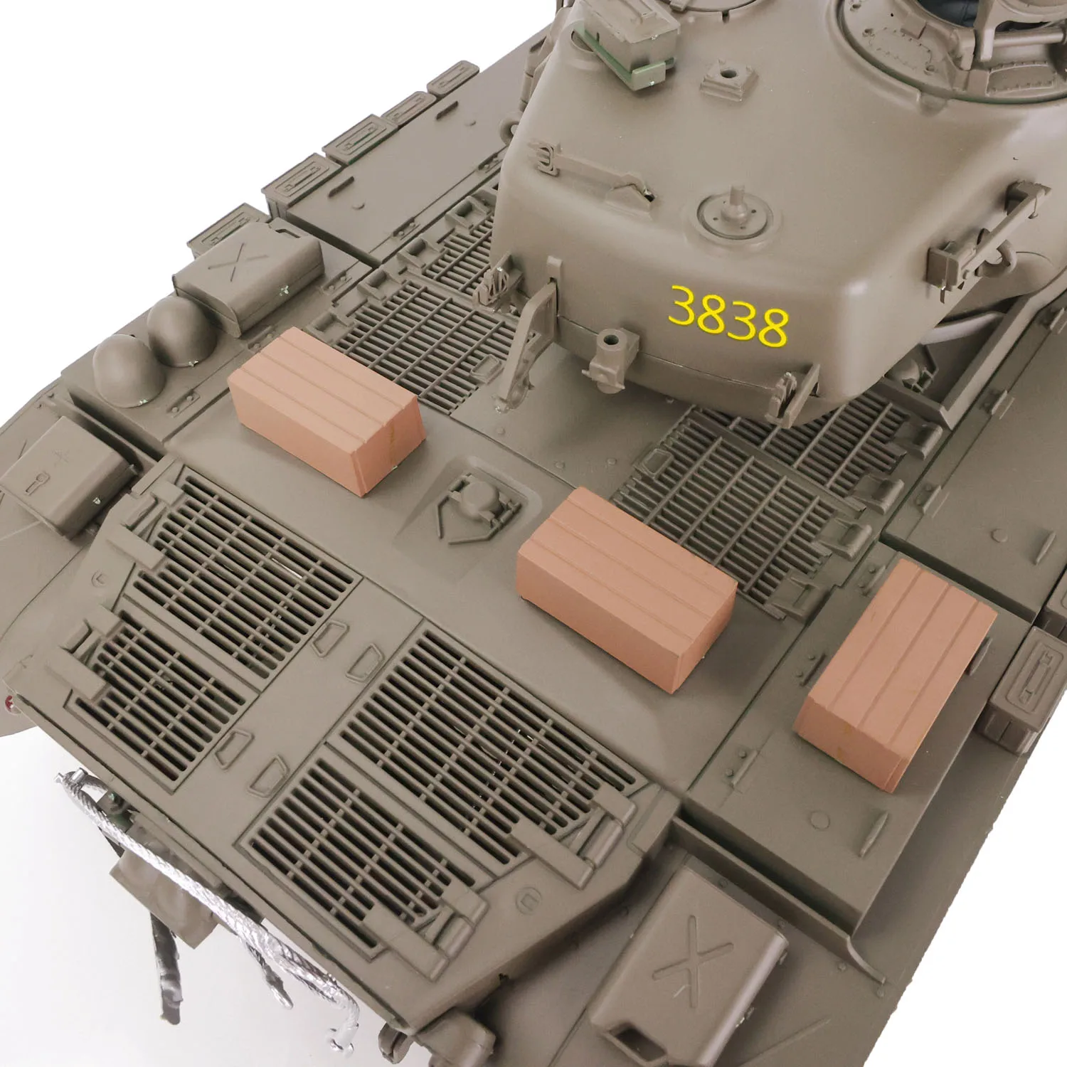 HENG LONG RC Panzer 1/16 7,0 Maßgeschneidert USA M26 Pershing RTR Lackiert in Grün 3838 Metallketten Räder BB Pellet Smoke TH17309