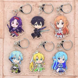 Cute Anime Keychain Sword Art Online Arcylic Cartoon Figures Keyrings Kawaii Key Chain Accessories