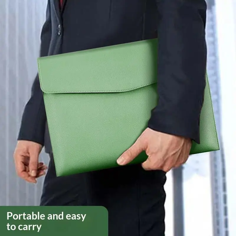 New New A4 Leather Document Storage Bag Briefcase Simple And Retro Single-layer Thick And Waterproof Large Capacity Business Bag