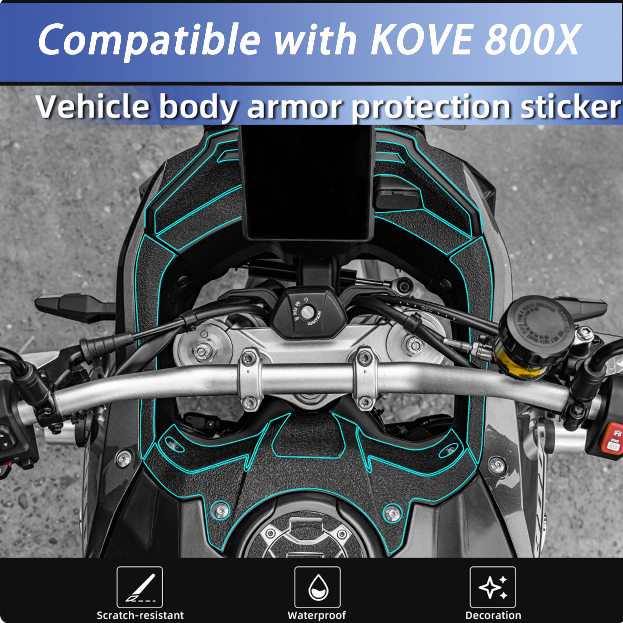 Anti-Scratch Armor Stickers Compatible with KOVE 800X Motorcycle, Waterproof Thick Protective Decals Modification Stickers